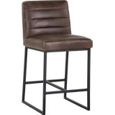 Spyros Counter Stool in Dark Brown Leatherette on Black Stainless